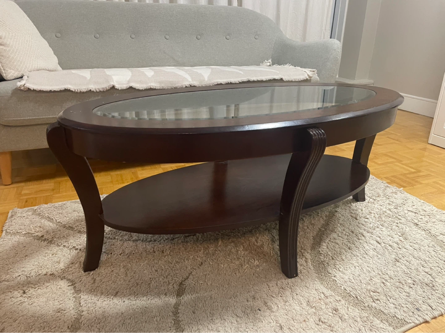 Oval Coffee Table with Glass Top - photo 3