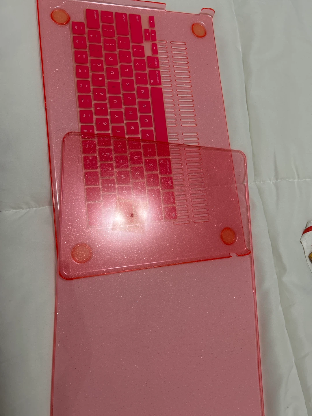 Pink Glitter MacBook Case with Keyboard Cover