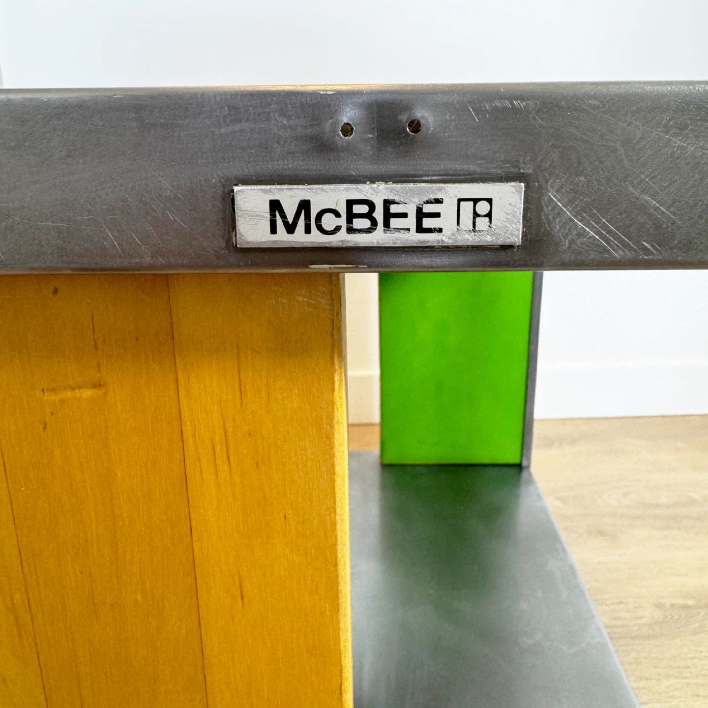McBee Rolling industrial cart side table with wooden panels. - photo 5