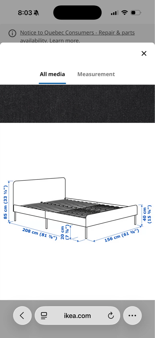 IKEA Slattum Bed Frame (without bed base)- Grey - Queen Size - photo 2