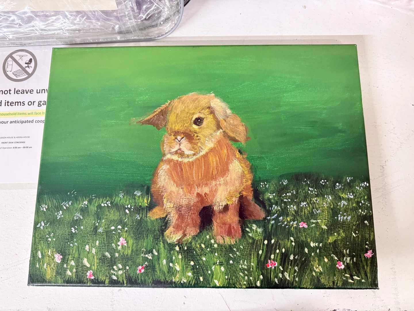 Original Painting of a Bunny in a Field
