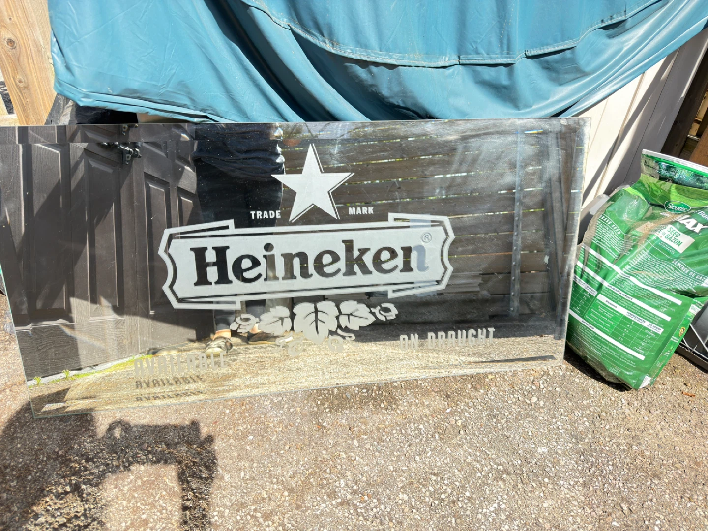 Heineken "Available on Draught" Glass Sign