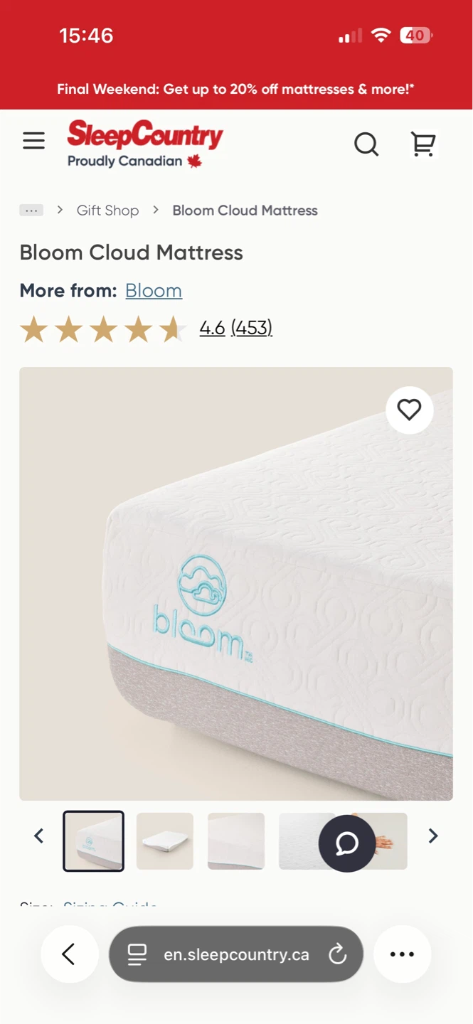 LIKE NEW Bloom Cloud Memory Foam Mattress - Full Size