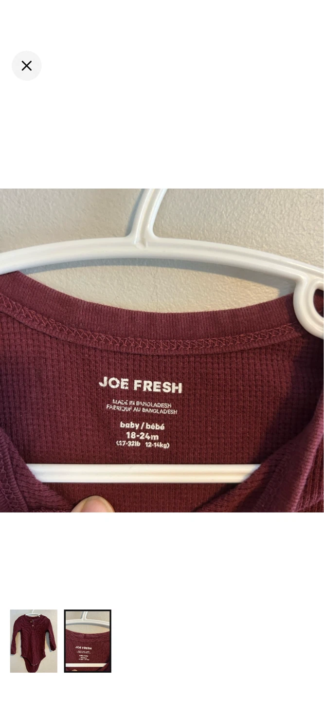 Joe Fresh Baby Burgundy Ribbed Long Sleeve Size 18-24M - photo 2