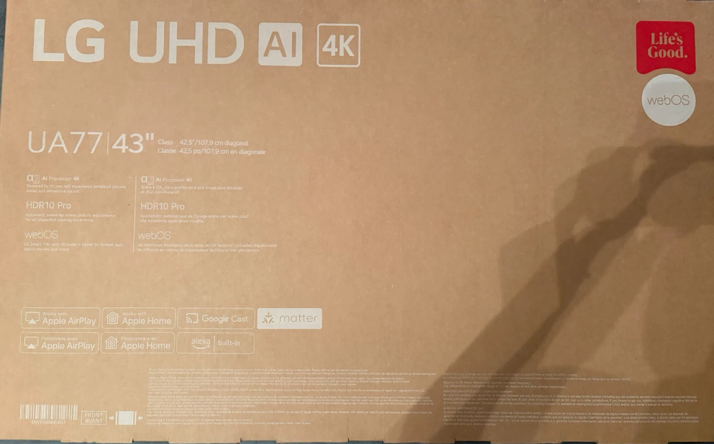 LG UHD AI 4K Smart TV UA77 43 inch