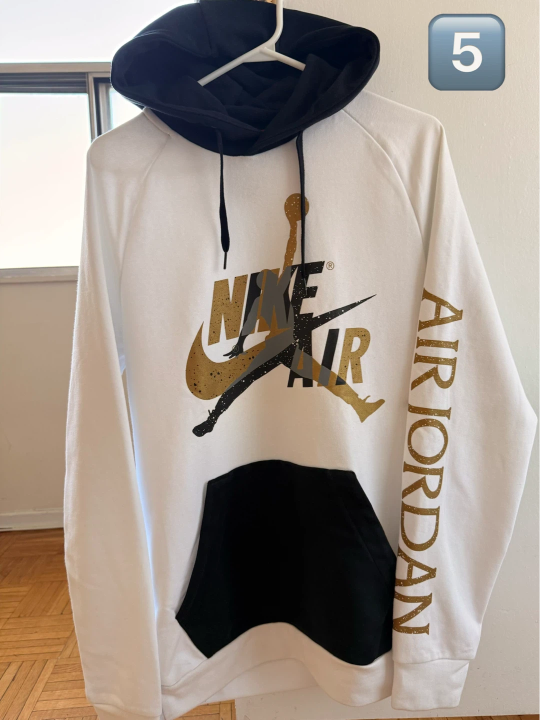 Nike Air Jordan Hoodie White Black Gold