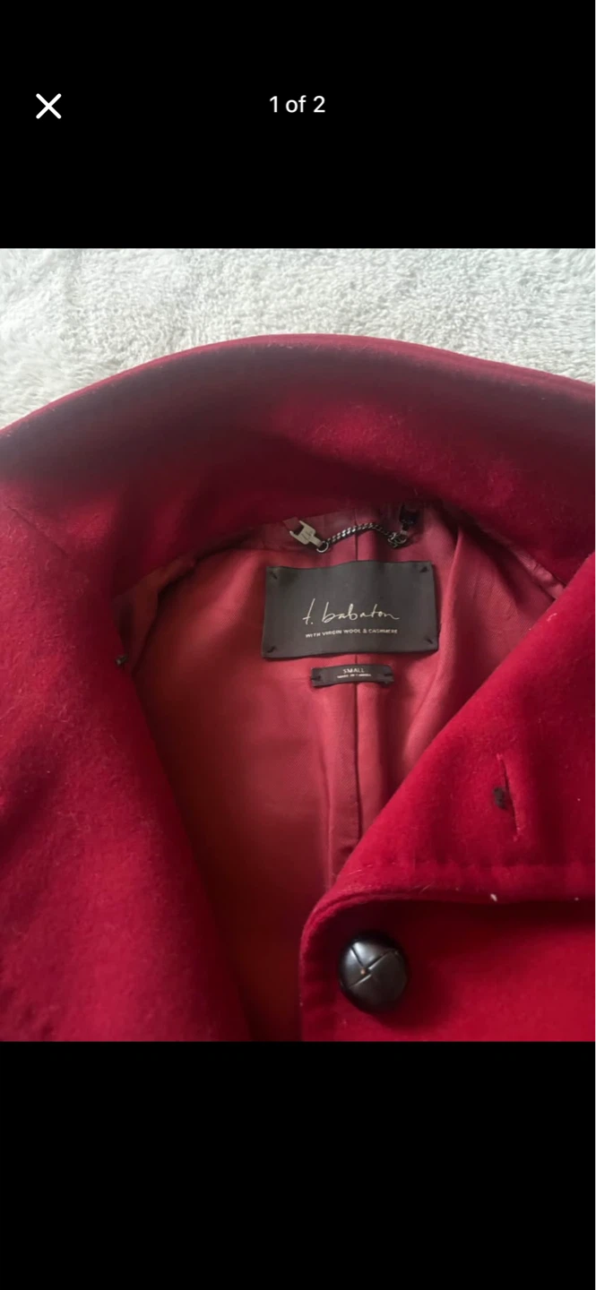 The Babaton "Wool & Cashmere" Red Peacoat