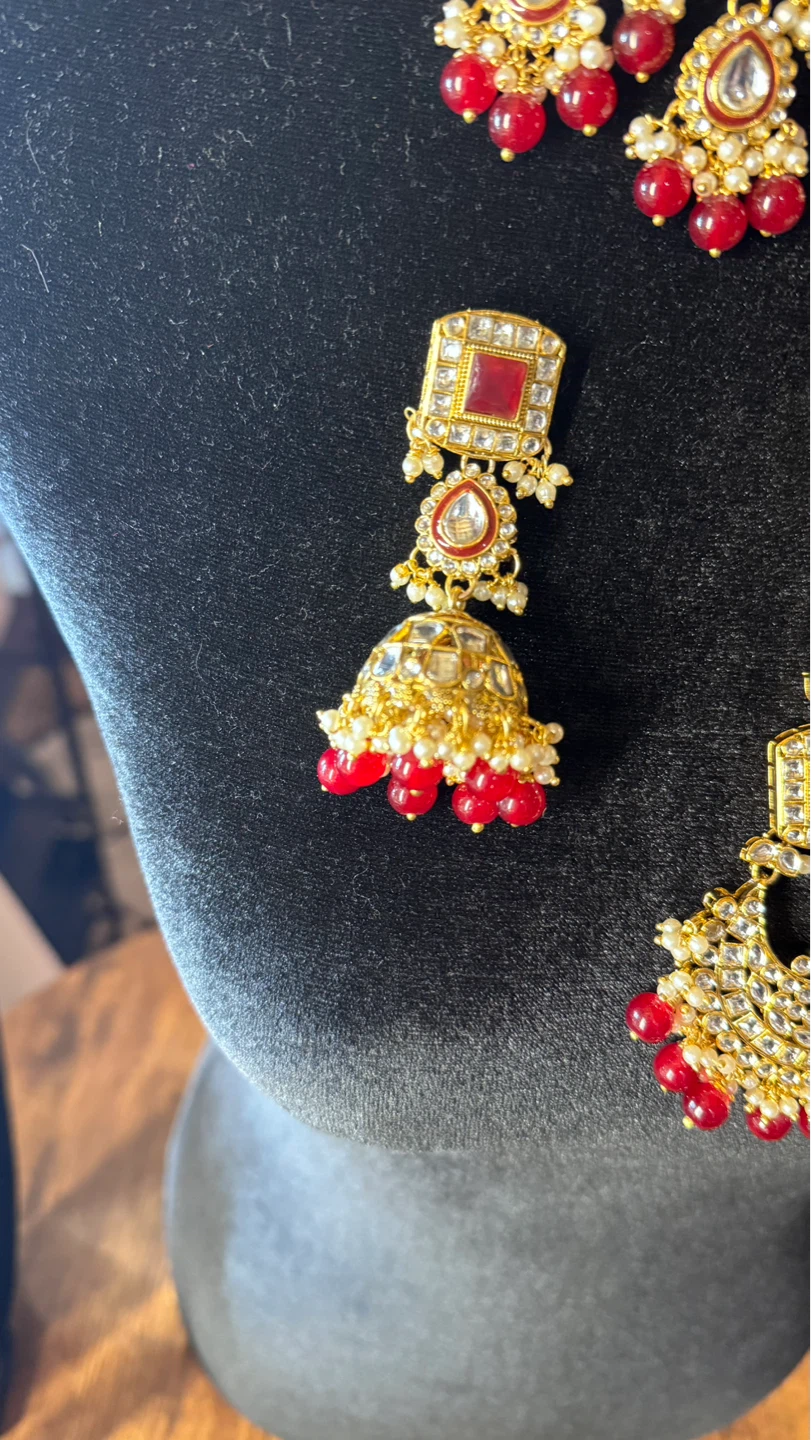 Maroon heavy kundan 4 piece set - photo 5