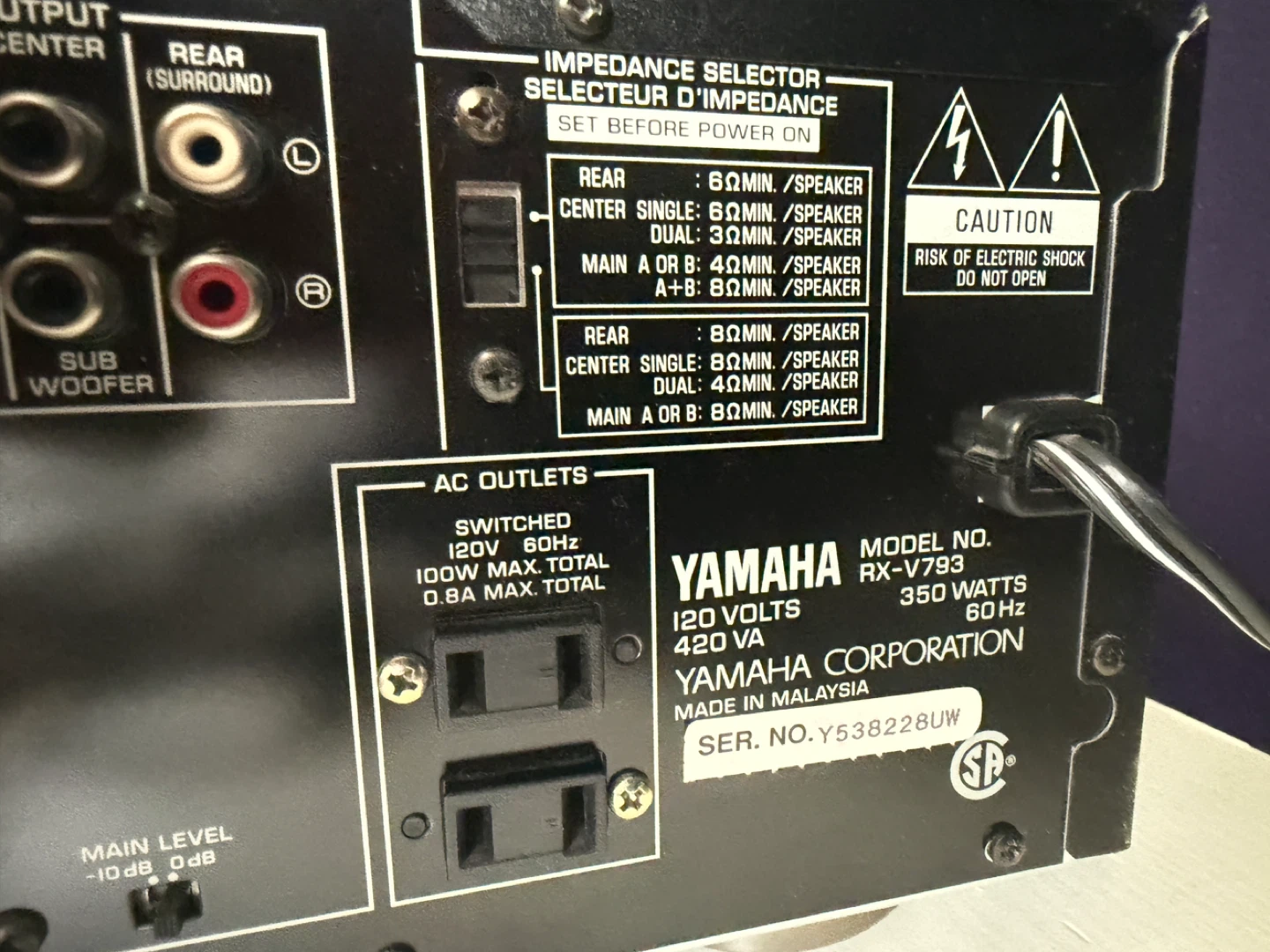 Yamaha RX-V793 Receiver with Sound Dynamics Speakers - photo 5