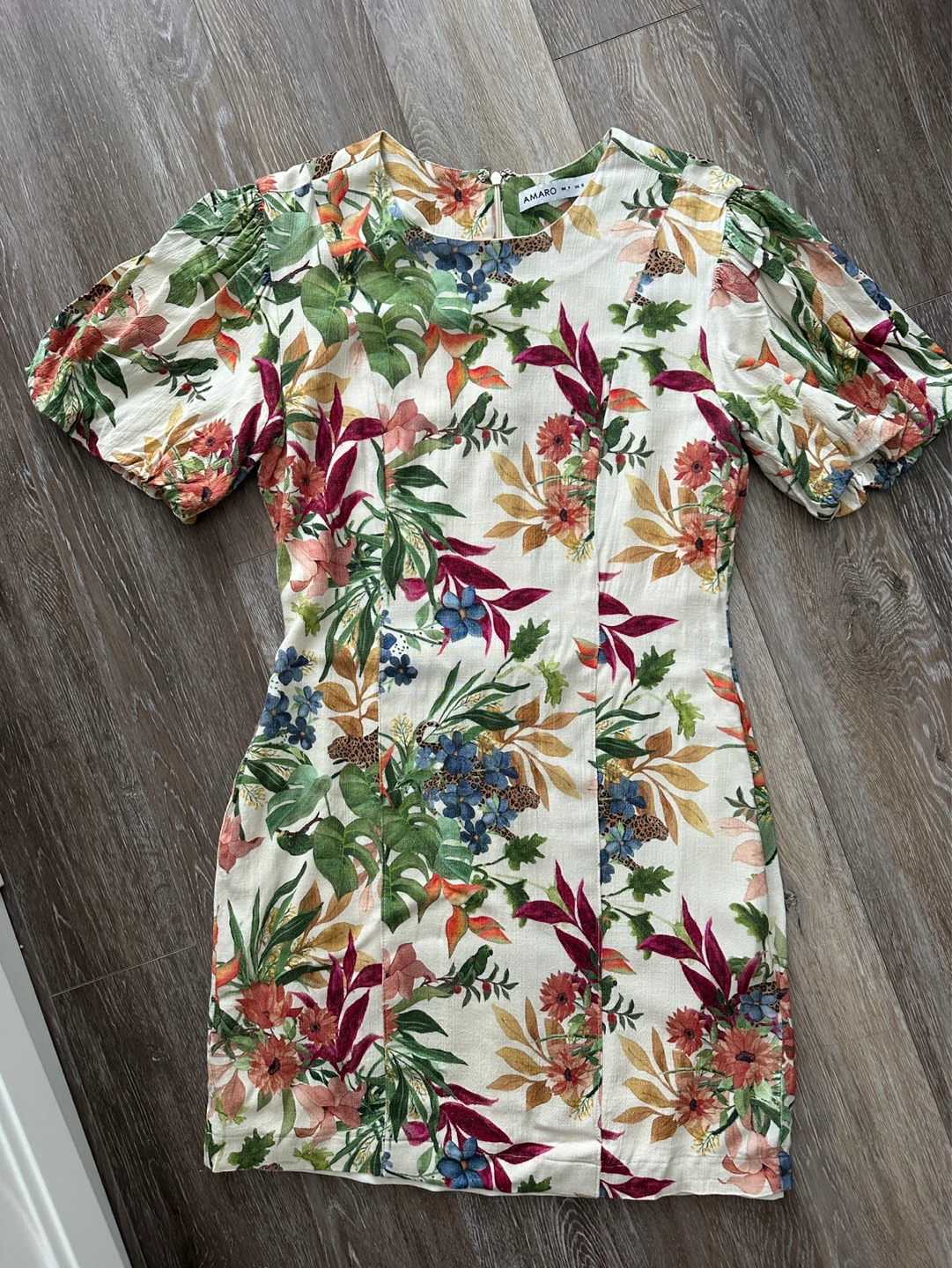 AMARO Tropical Floral Print Mini Dress