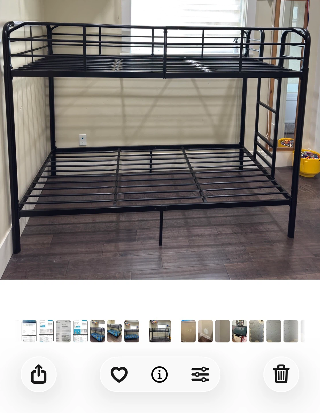 Mainstays Metal Frame Bunk Bed - Twin-over-Twin, Black - photo 2
