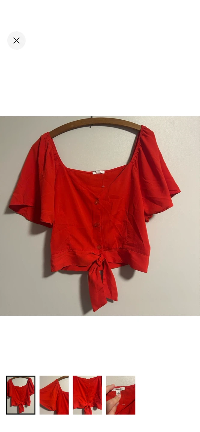 Ardene Red Tie-Front Blouse