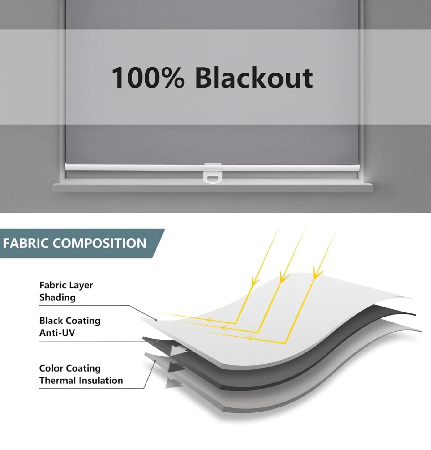 Grey 100% Blackout Roller Shade - photo 3