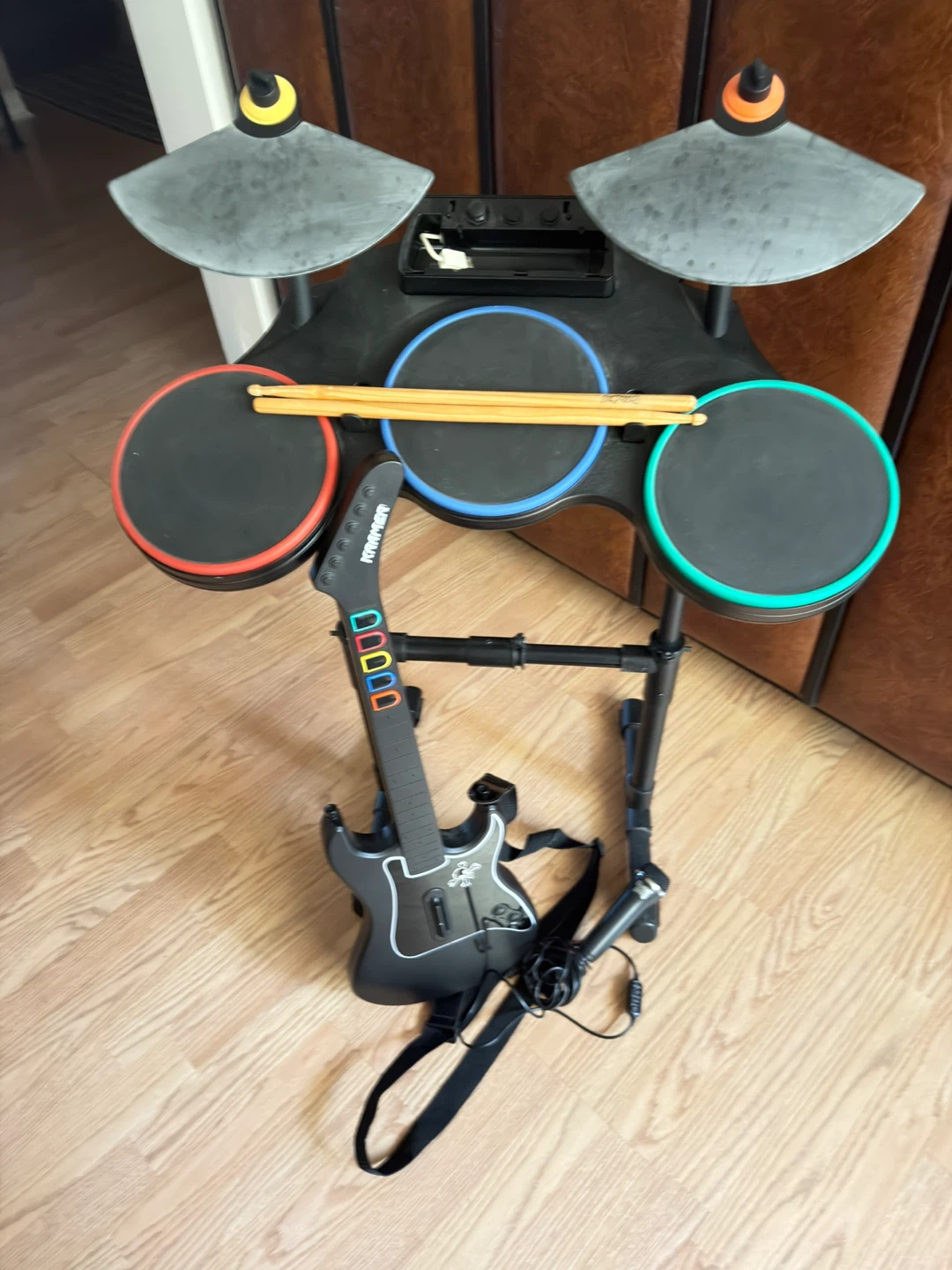 Rock Band Drum Set, Guitar, and Microphone Bundle - photo 3