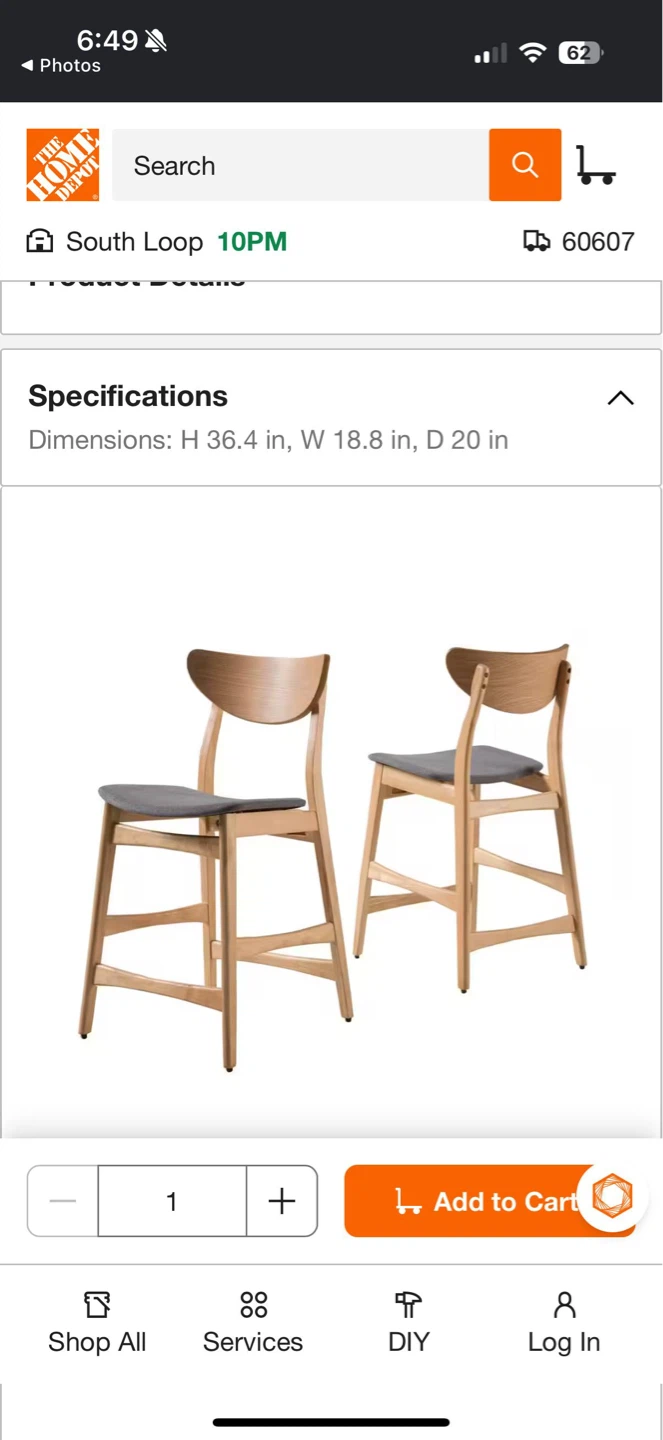 Set of 2 Bar Stools - photo 2