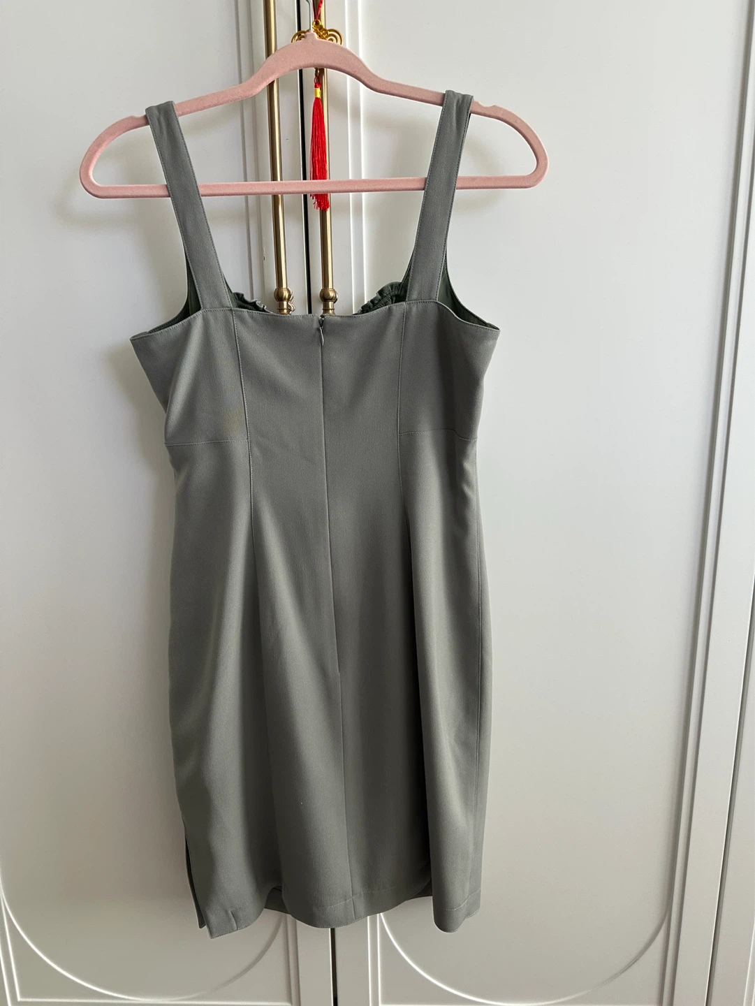 Vintage PRICE ROMAN Sage Green Ruched Dress Size 8 - photo 2