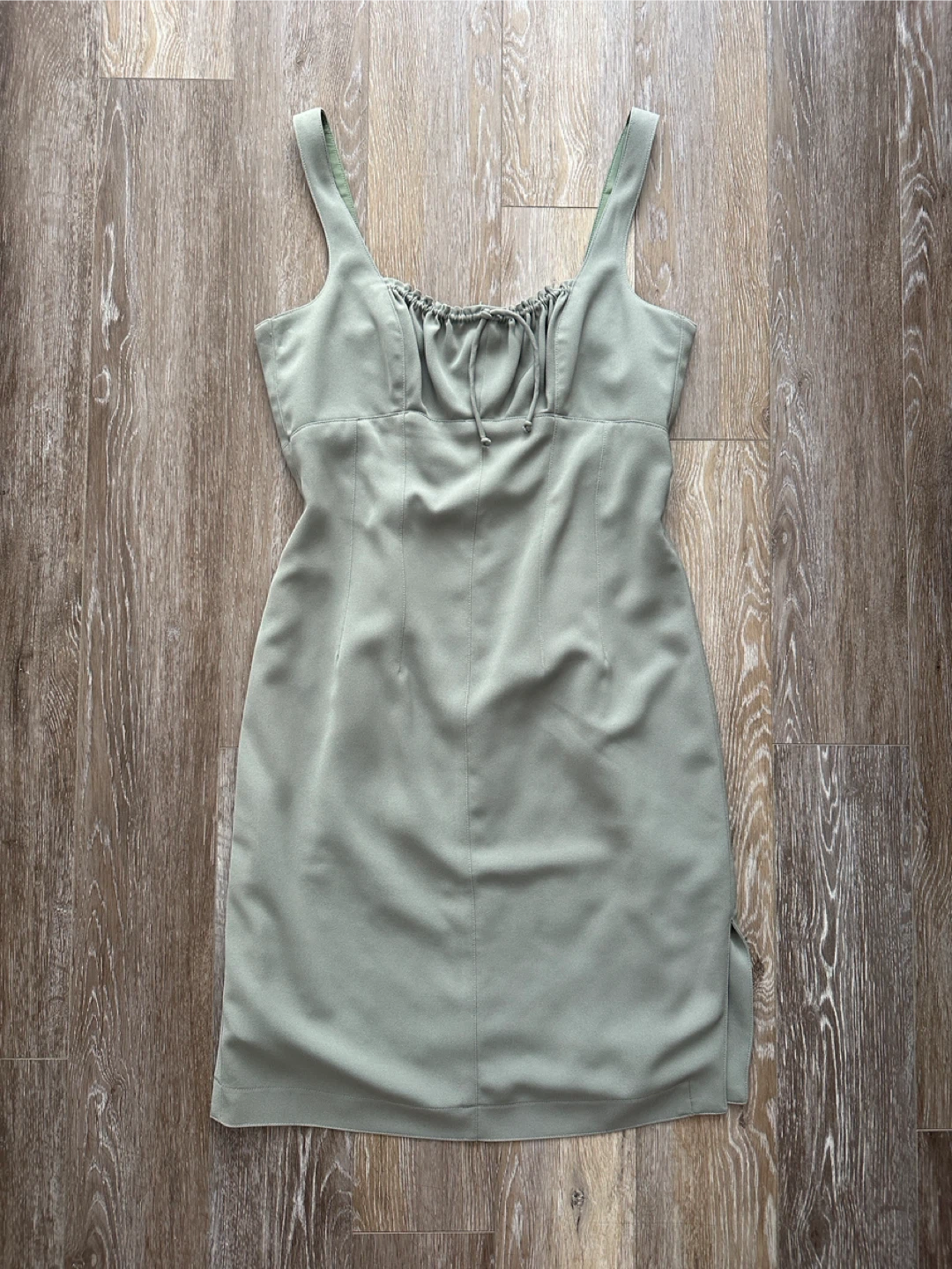 Vintage PRICE ROMAN Sage Green Ruched Dress Size 8