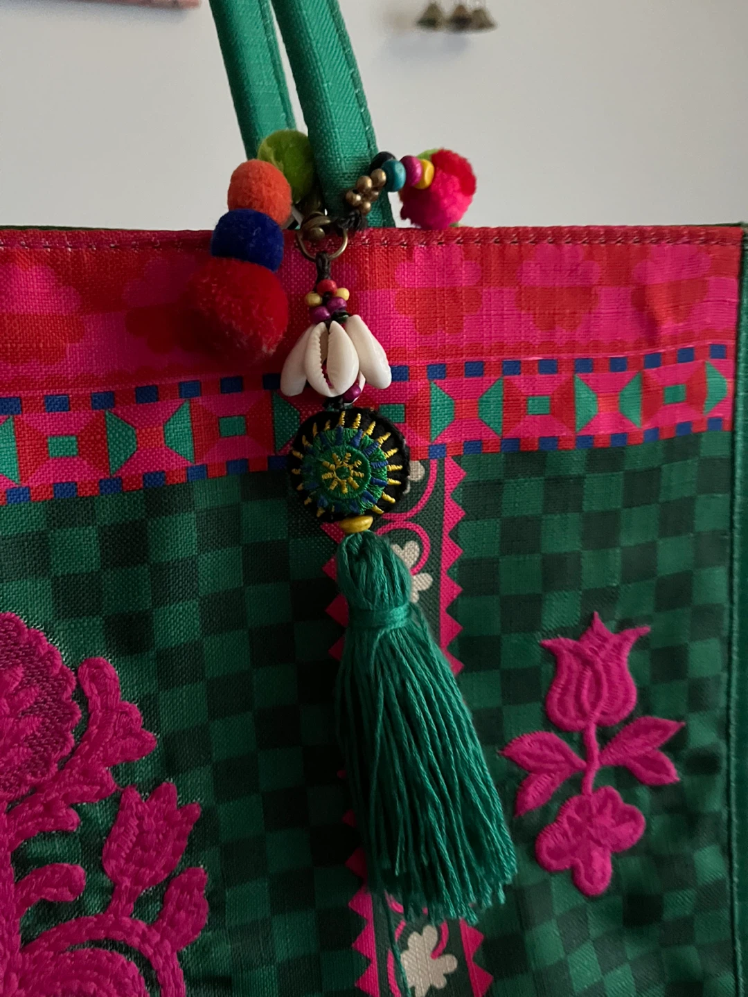 Embroidered Tote Bag with Tassel Charm - photo 4