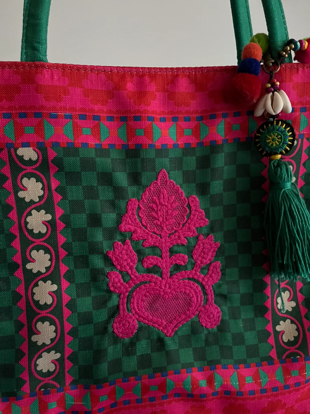 Embroidered Tote Bag with Tassel Charm - photo 3
