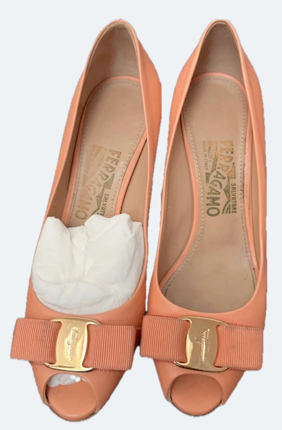 Salvatore Ferragamo Peep Toe Bow Heels