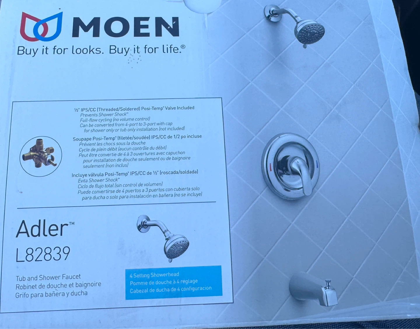 Moen Adler Tub and Shower Faucet L82839 Chrome - photo 3