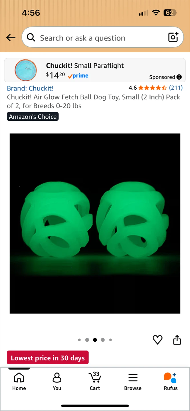 Chuckit! Air Glow Fetch Ball Dog Toy (2 Pack) - photo 2