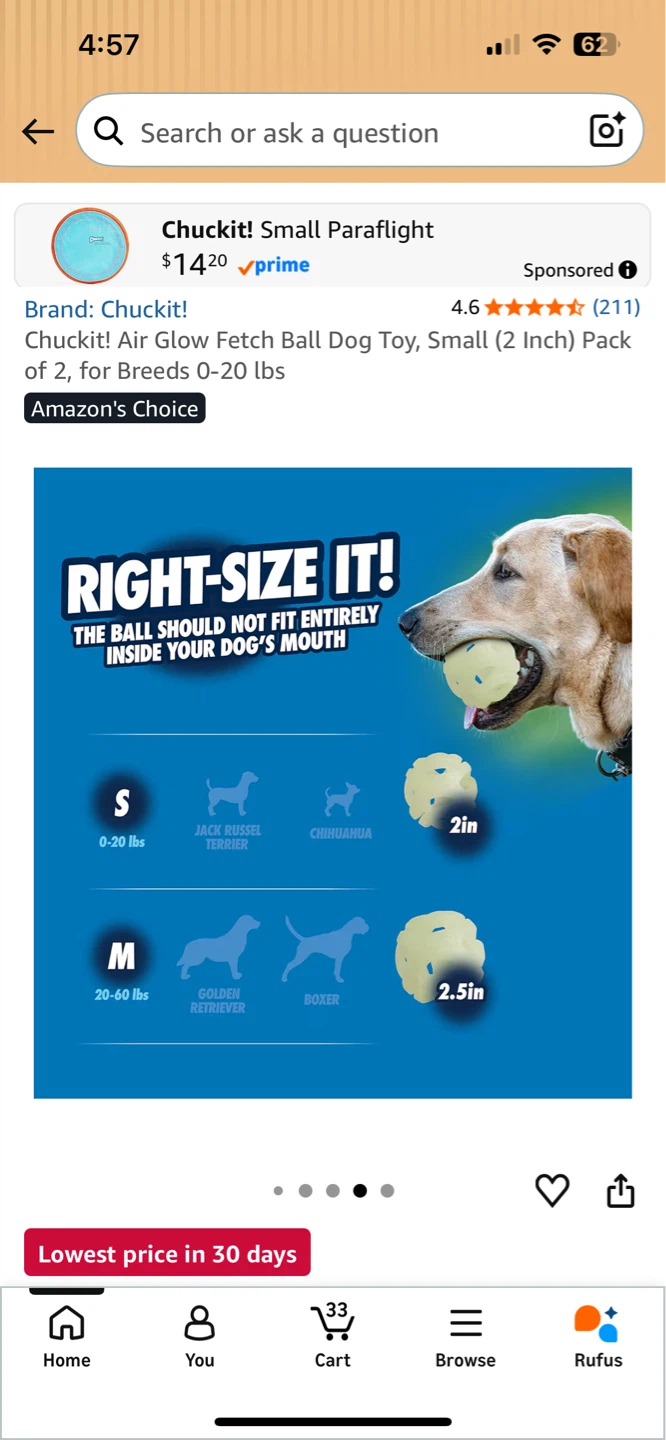 Chuckit! Air Glow Fetch Ball Dog Toy (2 Pack) - photo 5