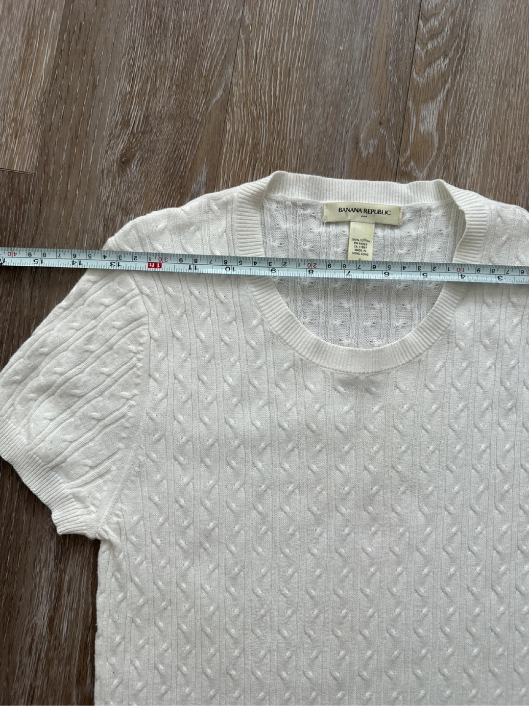 Banana Republic fine Cable Knit Short Sleeve White Top - photo 4