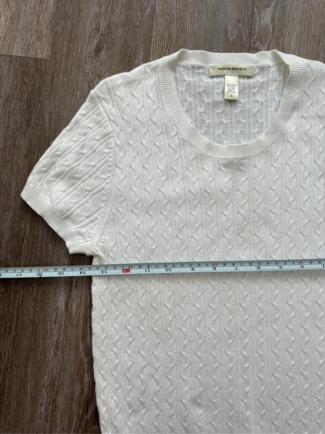 Banana Republic fine Cable Knit Short Sleeve White Top - photo 5