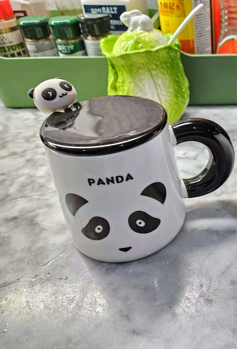 Panda Mug with Lid and Spoon - NEED TO SELL EVERYTHING