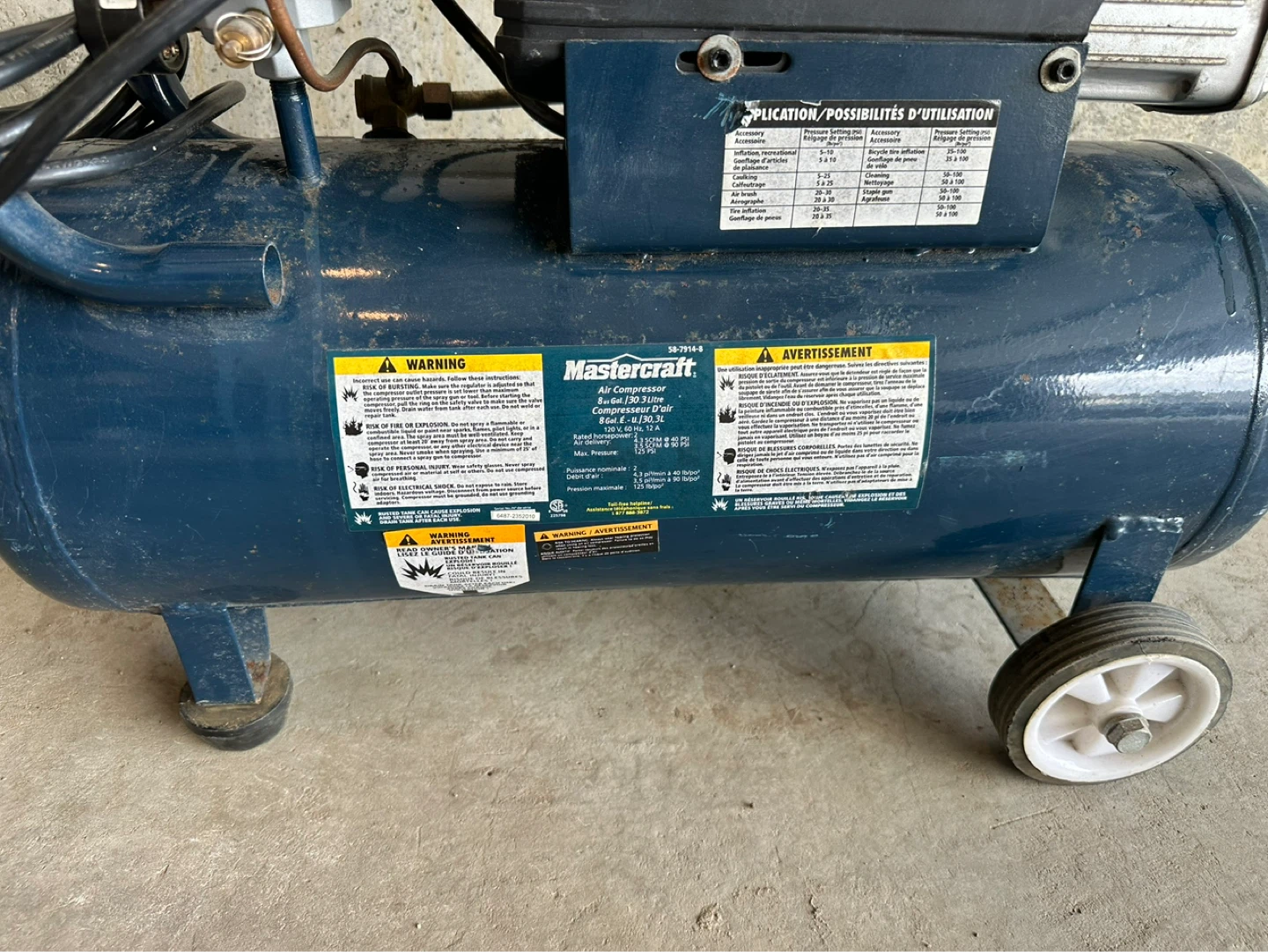 Mastercraft 8 Gallon Air Compressor - photo 3