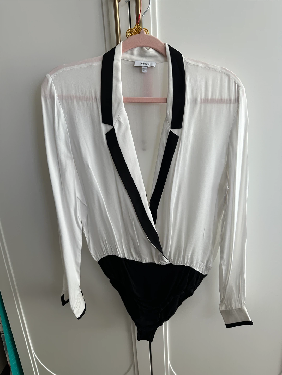 REISS White and Black Long Sleeve Bodysuit - photo 2