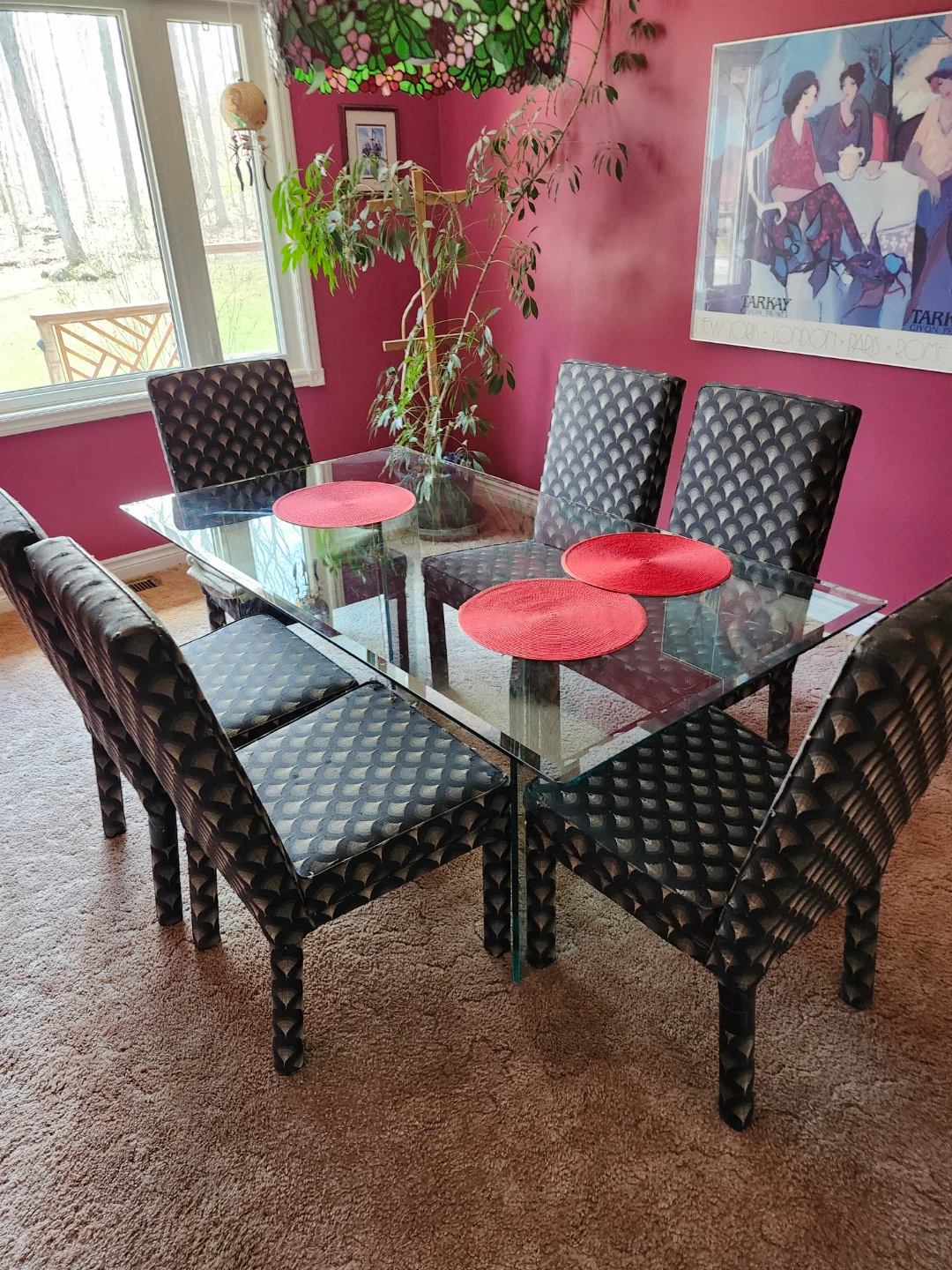 Glass Dining Table with 6 Chairs