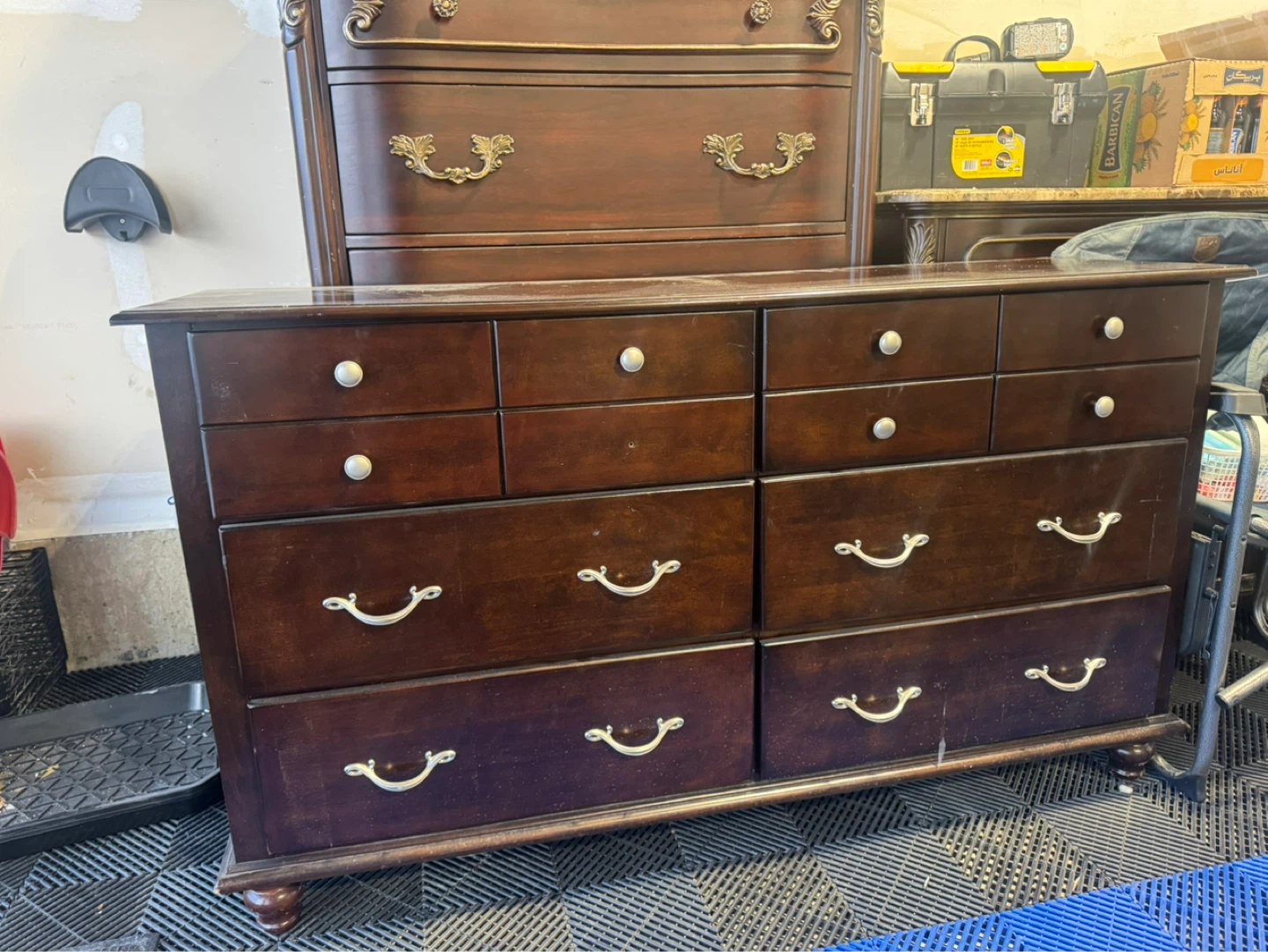 Dark Wood Dresser with 8 Drawers