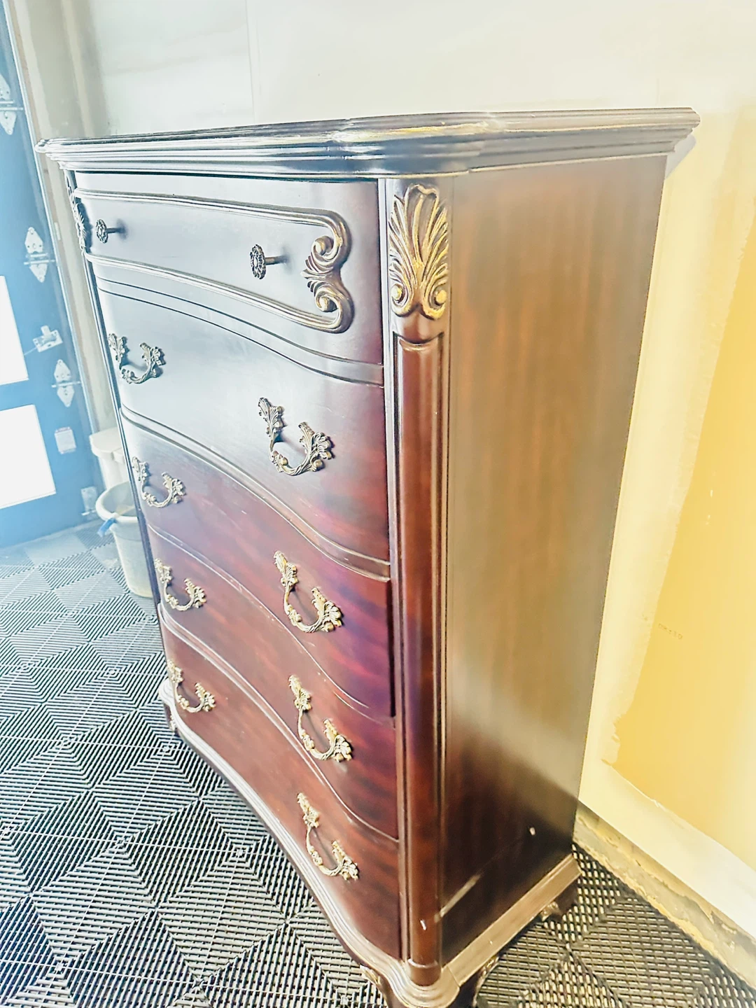 Vintage Cherry Wood Dresser with Marble Top