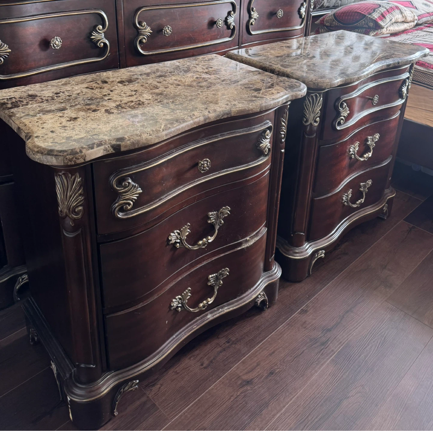 Vintage Cherry Wood Dresser with Marble Top - photo 2