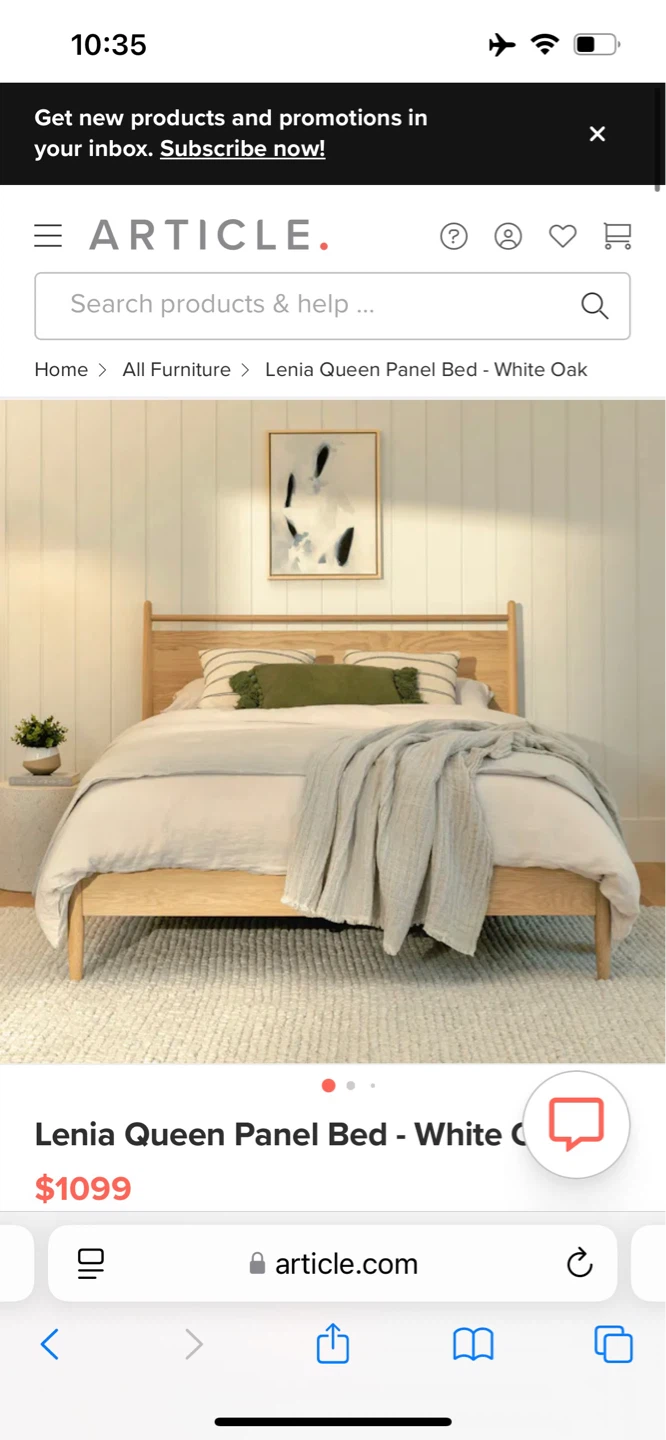 Article Lenia Queen Panel Bed - White Oak