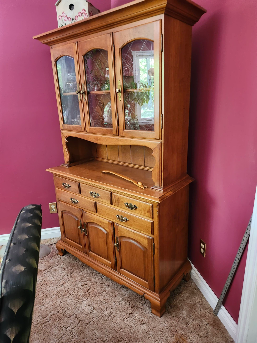 Wooden China Cabinet with Glass Doors