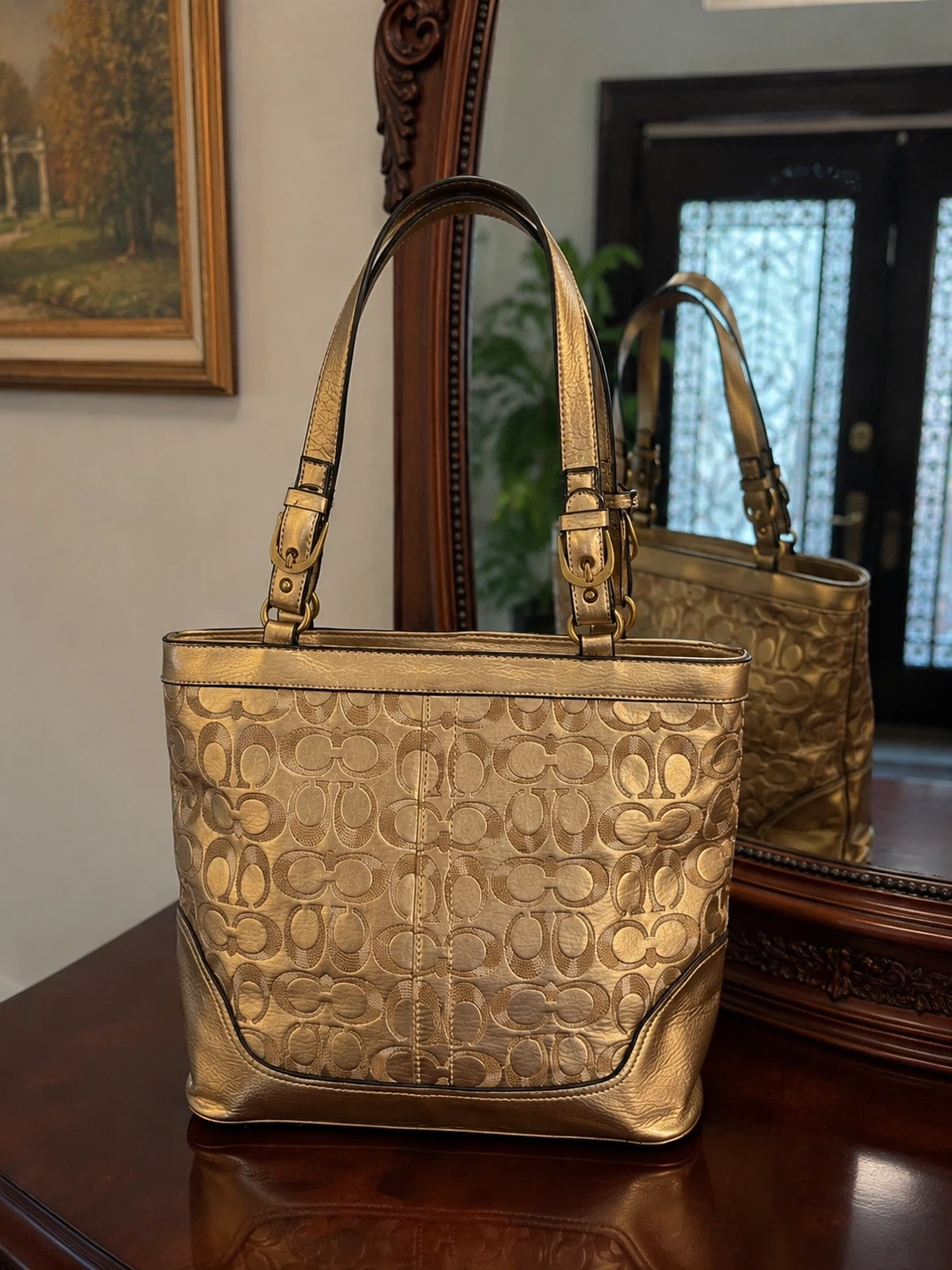 Coach Gold Monogram Tote Bag - photo 2