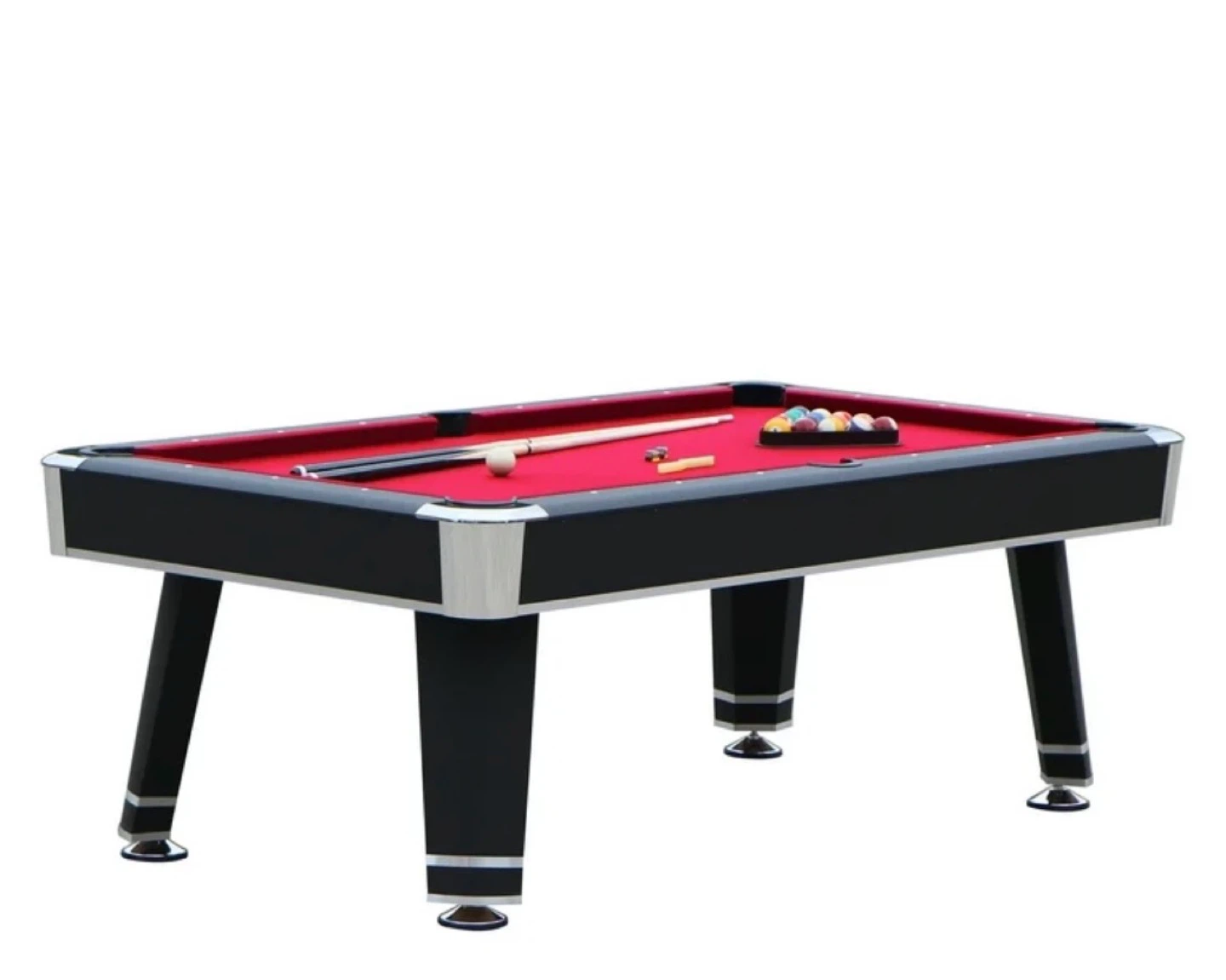 Black Pool Table with Red Felt