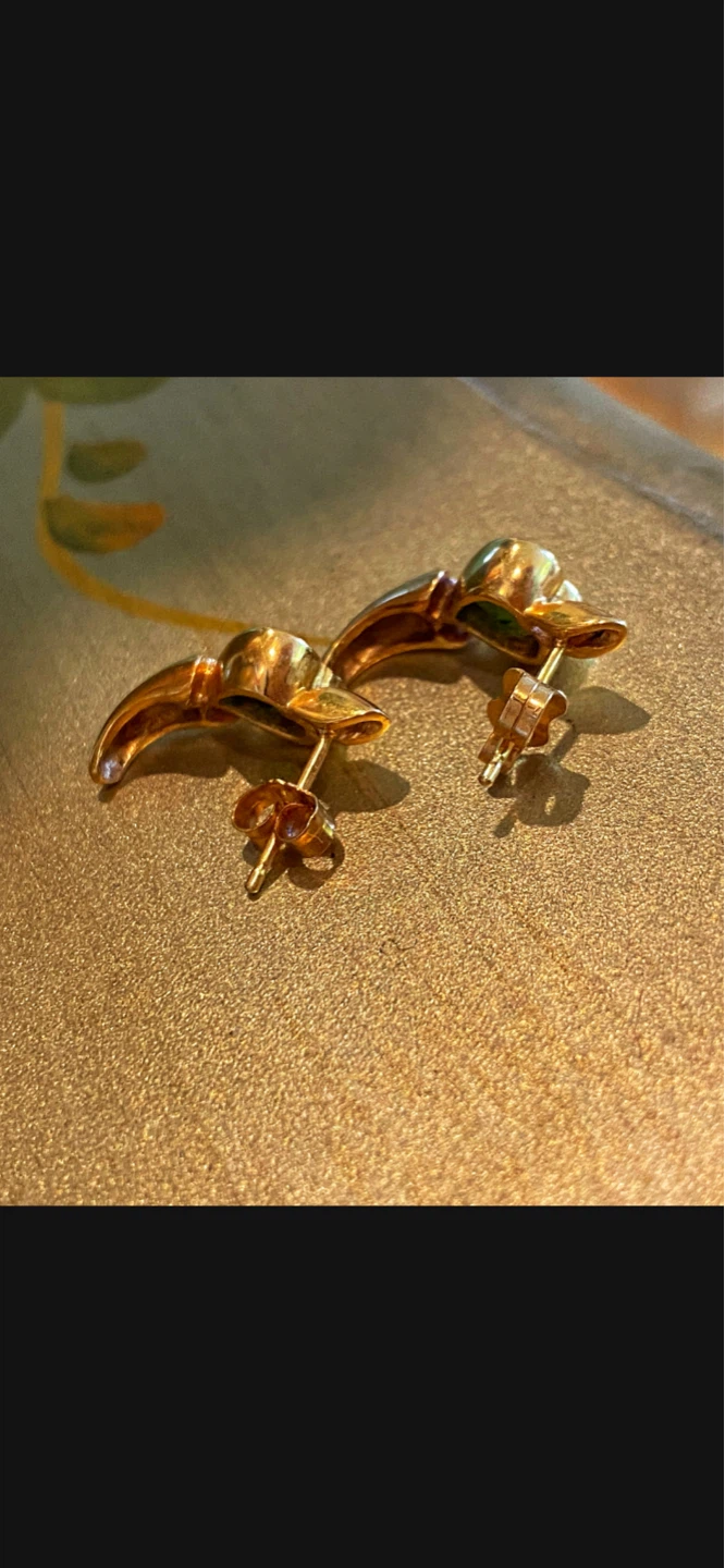 💚Estate Vintage Emerald 18k Gold Heart Earrings - photo 3