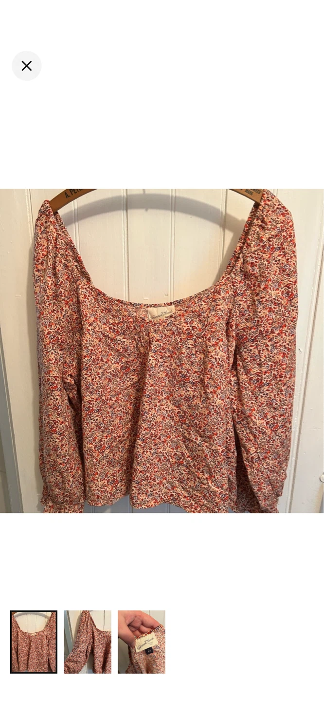 Universal Thread Floral Print Puff Sleeve Top - XL
