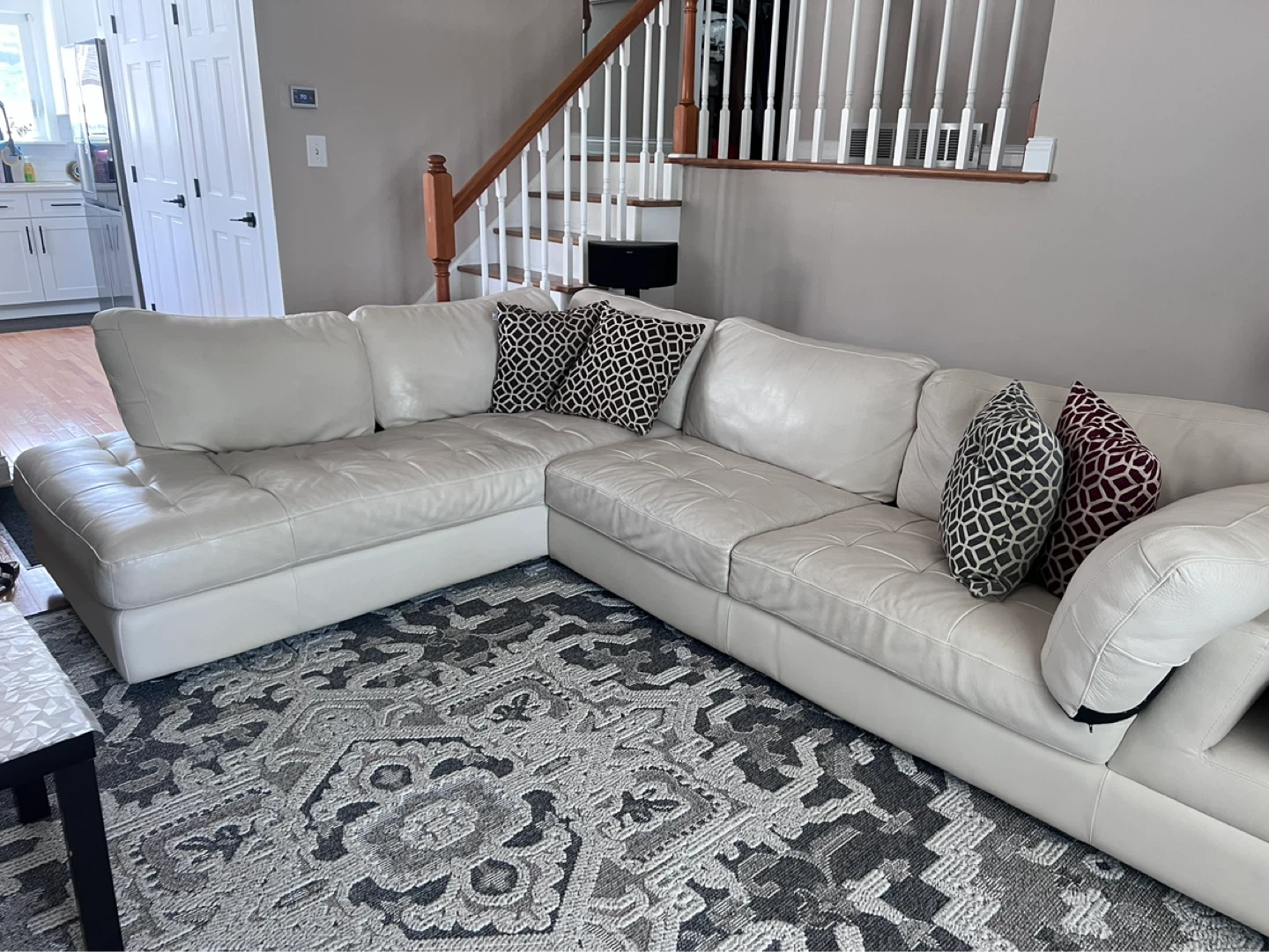 White Leather Sectional Sofa