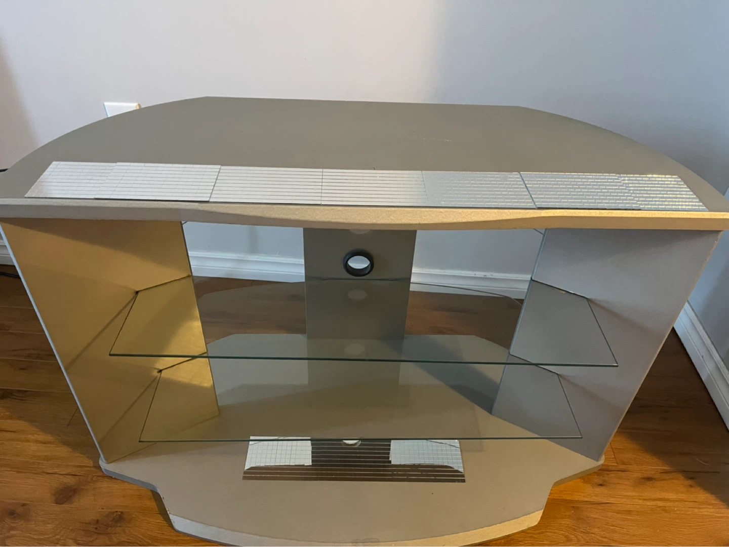 Grey TV Stand with Glass Shelves - photo 4