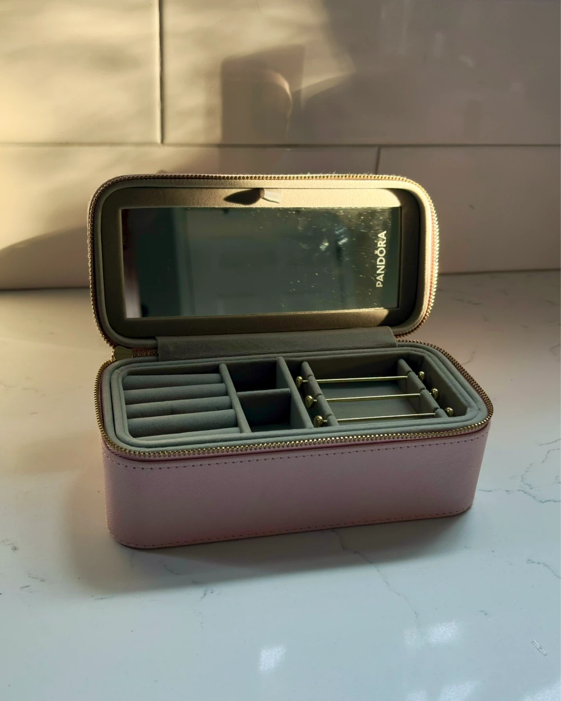 Pandora Pink Jewelry Travel Case with Mirror