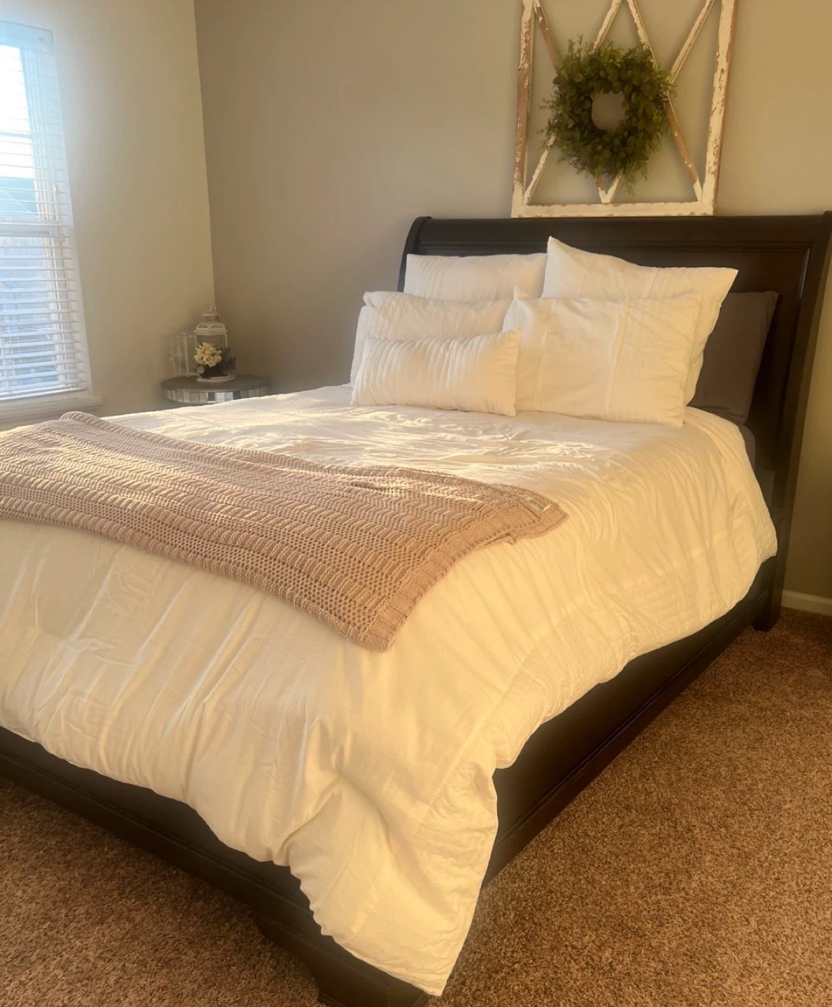 Dark Wood Sleigh Bed Frame