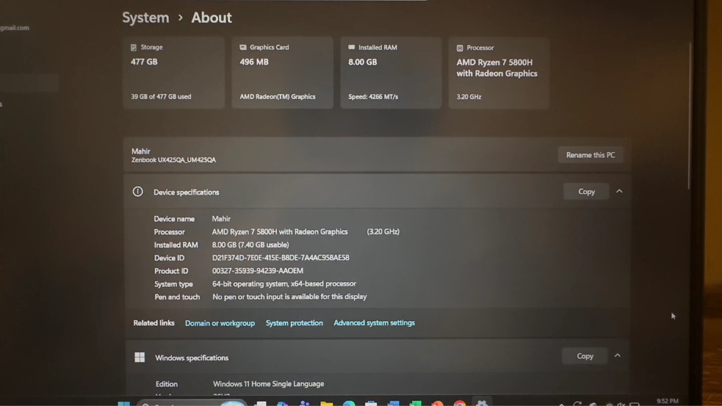 ASUS ZenBook 14 – Ryzen 7 5800H | 8GB RAM | 512GB SSD - photo 3