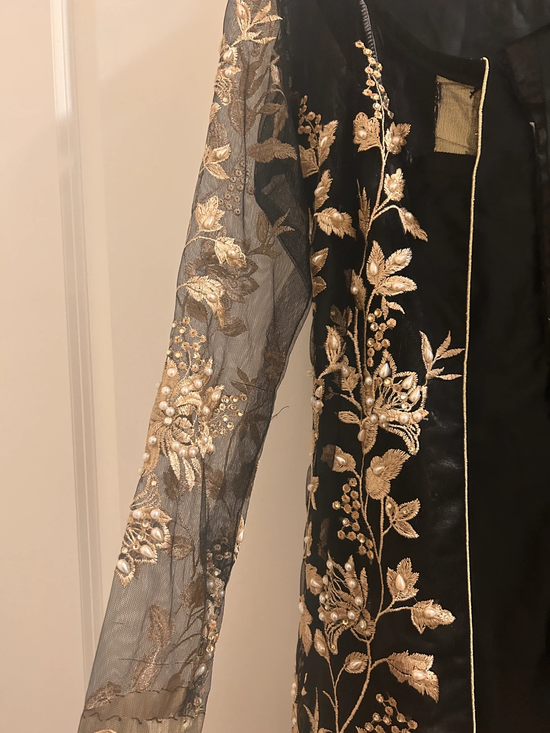 Black embroidered long-sleeve top - photo 2