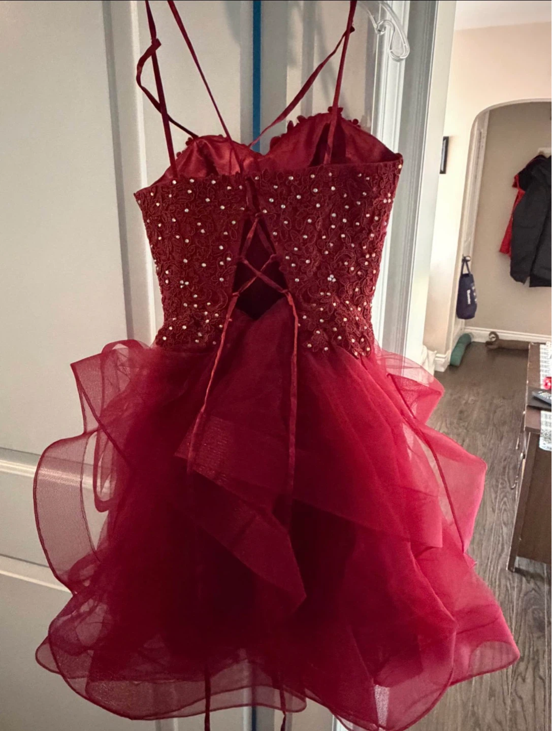Red Beaded Tulle Dress - photo 2