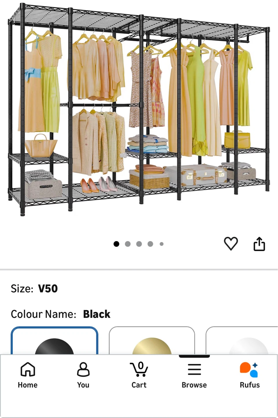 Black Metal Closet Organizer with Shelves and Hanging Rods - photo 2